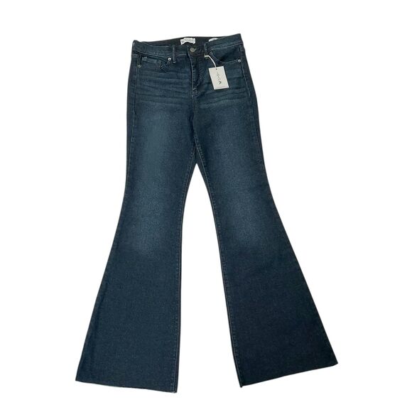 Jessica Simpson Daisy Flare Jeans Womens 10 Blue Dark Wash Stretch Raw Hem Denim - Picture 1 of 13